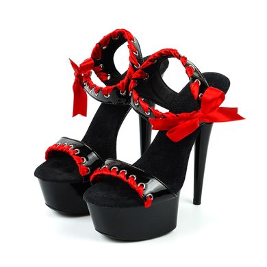 Туфлі стріпи одиниці на підборах Lorimas Red Bow Чорні